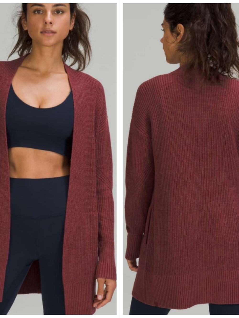 lululemon athletica Open-Front Cardigan in Burgundy